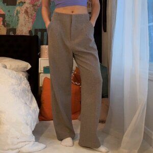 High-Rise Tailored Houndstooth Trousers